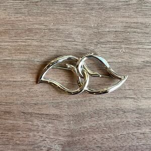 TIFFANY & CO Two Leaf 925 Sterling Silver Vintage Brooch